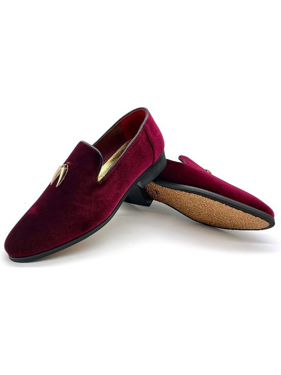 Men\'s Burgundy Velvet Penny Loafer Slip On Comfortable Party Classic Shoes
